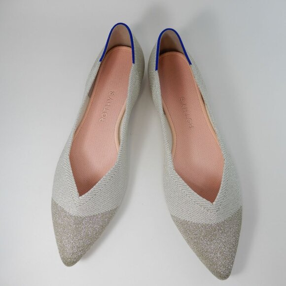Rothy's The Pointed Toe Ballet Flat Slip On Sz 11.5 Diamond Metallic Shimmer NEW - Picture 10 of 15